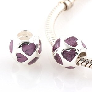 Pandora Purple Crystal Hearts Charm image