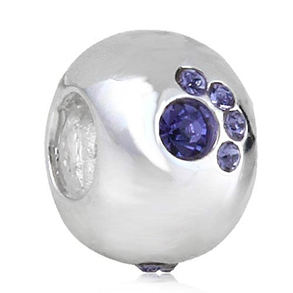 Pandora Purple Enamel Paw Prints Charm