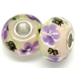 Pandora Purple Flower Silver Core Charm