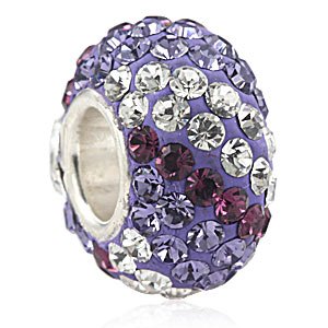 Pandora Purple Lilac Swirl Swarovski Crystal Discoball Charm image