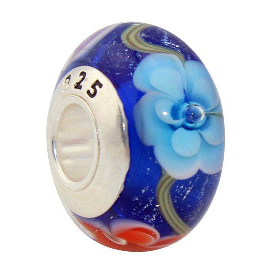 Pandora Purple Orange Flower Charm image