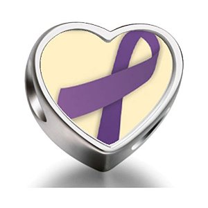 Pandora Purple Ribbon Heart Photo Charm