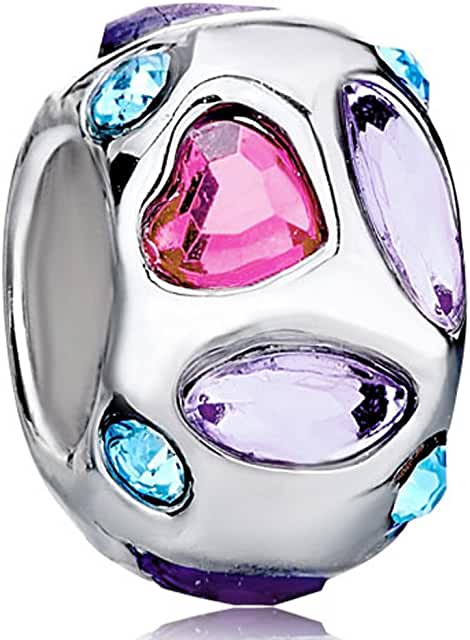 Pandora Purple Vitrail Crystal Heart Clip On Swarovski Crystals Charm image