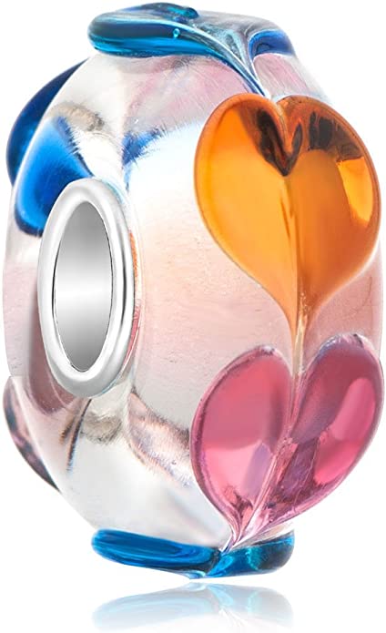 Pandora Rainbow Hearts Glass Core Charm