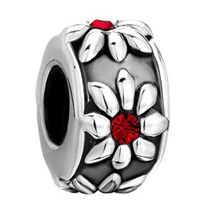 Pandora Red Birthstone Crsytal Flower Charm