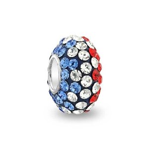 Pandora Red Blue Patriotic Crystal Charm