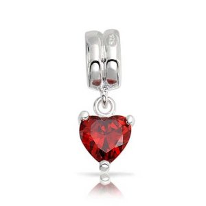 Pandora Red CZ Dangle Heart Charm