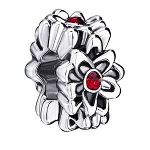 Pandora Red Crystal Flower Charm