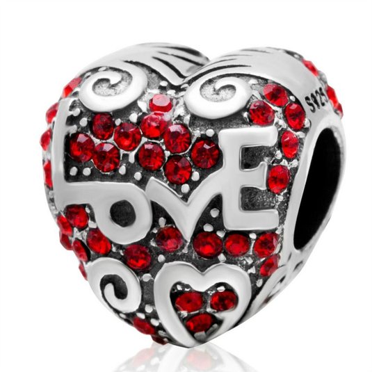 Pandora Red Crystal Love Charm