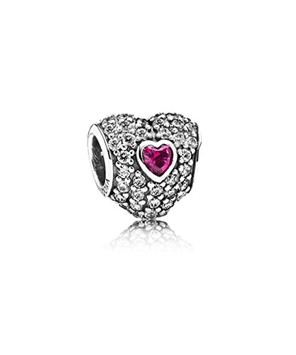 Pandora Red Emerald Paved Crystal Glamulet January Birthstone Charm