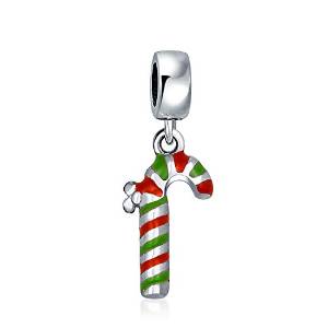 Pandora Red Enamel Candy Cane Dangle Charm