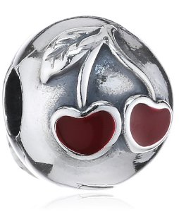 Pandora Red Enamel Cherries Silver Charm image