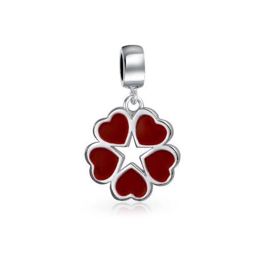 Pandora Red Enamel Flowers Silver Charm image