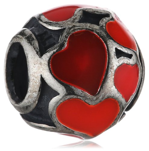 Pandora Red Enamel Hearts Charm image