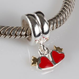 Pandora Red Enamel Hearts Dangle Charm image