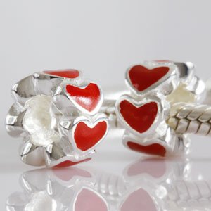 Pandora Red Enamel Multiple Hearts Charm image