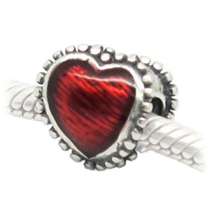Pandora Red Enamel Silver Heart Charm image