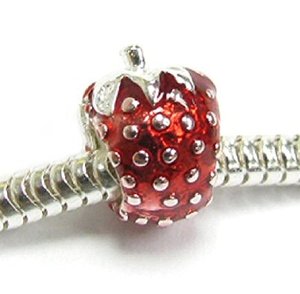 Pandora Red Enamel Strawberry Fruit Charm image