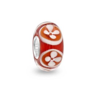 Pandora Red Flower Murano Glass Charm