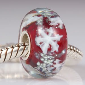 Pandora Red Glass Snowflakes Silver Core Charm