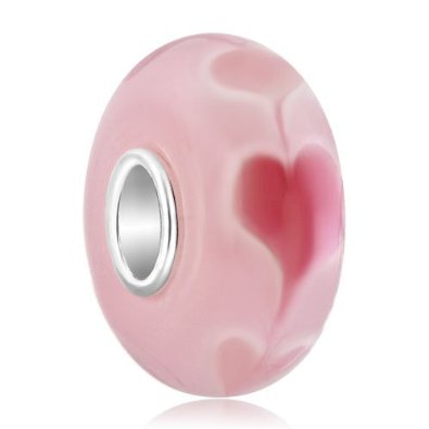 Pandora Red Glass With Pink Hearts Charm image