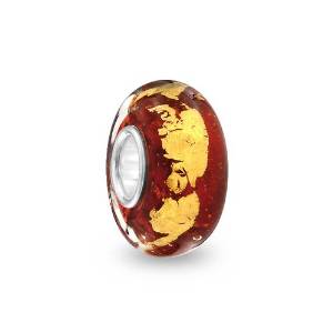 Pandora Red Gold Foil Murano Glass Charm