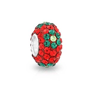 Pandora Red Green Flowers Crystal Charm image
