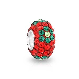 Pandora Red Green Flowers Crystal Charm