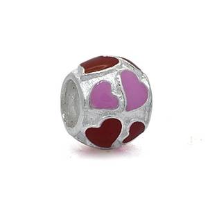 Pandora Red Love Pink Hearts Silver Charm