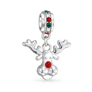 Pandora Red Nose Crystal Reindeer Charm