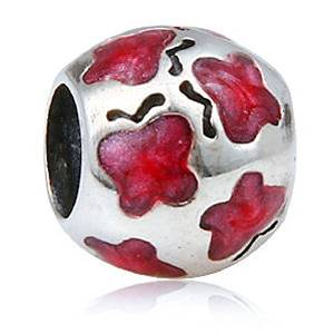 Pandora Red Oriental Butterfly Glass Charm image