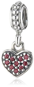 Pandora Red Pave Heart Pendant Charm Bead