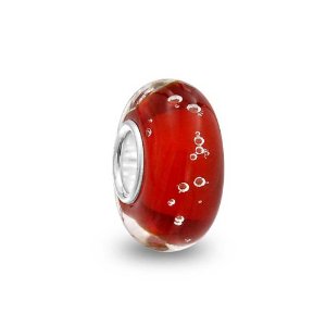 Pandora Red Ruby Bubble Murano Glass Charm