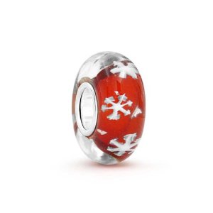 Pandora Red Ruby Snowflake Glass Charm image