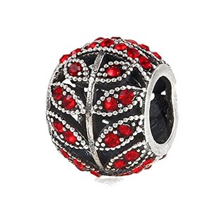 Pandora Red Sparkling Leaves Crystals Charm