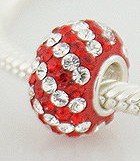 Pandora Red White Swirl Swarovski Crystal Charm