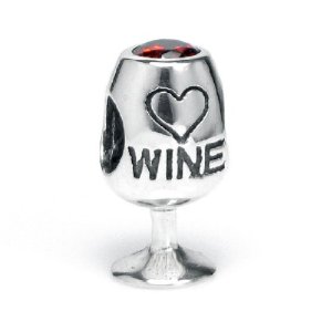 Pandora Red Wine Glass Cup With Heart Crystal Charm image