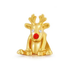 Pandora Reindeer Gold Rudolph Charm image