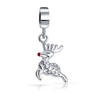 Pandora Reindeer Silver Dangle Bead Charm
