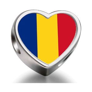 Pandora Romania Flag Heart Photo Charm
