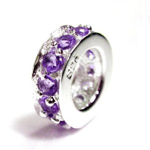 Pandora Rondelle Amethyst February Birthstone CZ Crystal Charm image