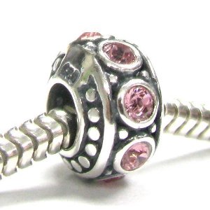 Pandora Rondelle Pink Rose CZ Charm image