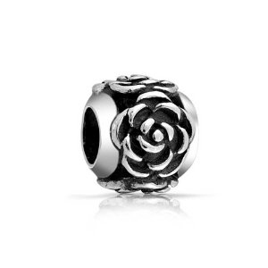 Pandora Rose Flower 3D Silver Charm image