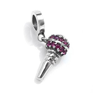 Pandora Rose Pink CZ Microphone Dangle Charm