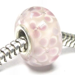 Pandora Round Flower Pink Glass Charm image