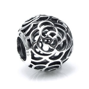 Pandora Round Rose Flower Filigree Charm