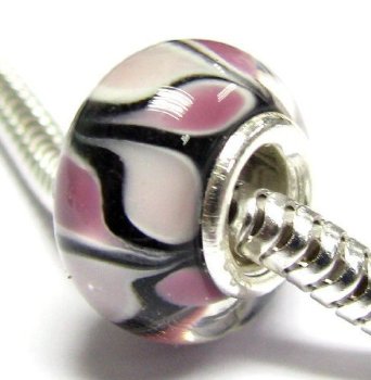 Pandora Round Wheel Glass Pink Charm image