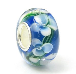 Pandora Royal Blue Flower Glass Charm