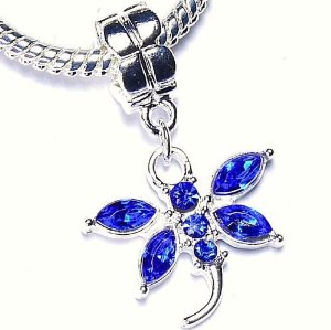 Pandora SAPPHIRE BLUE CRYSTAL DRAGONFLY DANGLE Charm