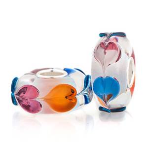 Pandora SILVER Multi Coloured Love Hearts Clear Glass Charm